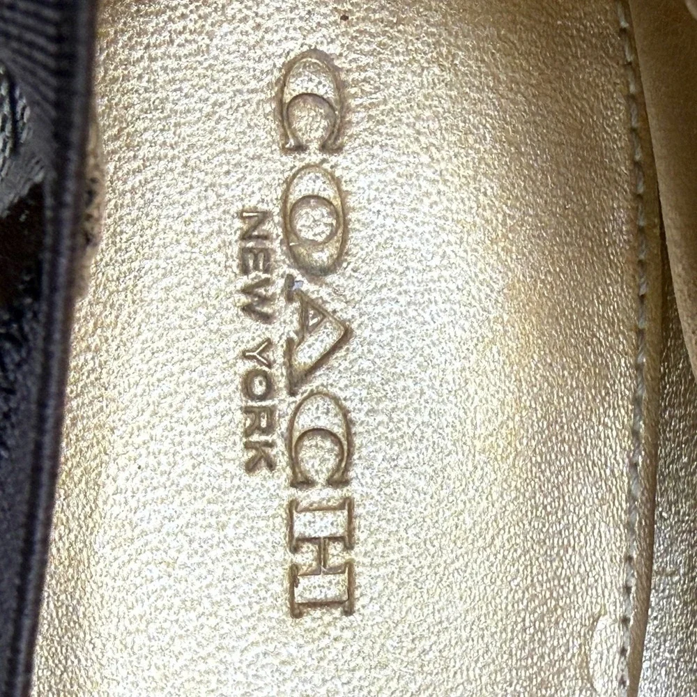 Coach Chelsea Ballet Flats Y2K 7.5 Brown Signature Cap Toe Stretch Casual Office